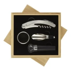 Gift Campaign Kit di 4 accessori per il vino confezione regalo in bambù Reserva> Gadget Per Vino