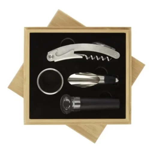 Gift Campaign Kit di 4 accessori per il vino confezione regalo in bambù Reserva> Gadget Per Vino