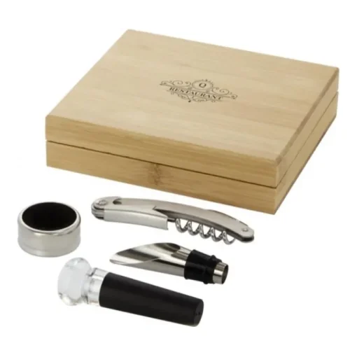 Gift Campaign Kit di 4 accessori per il vino confezione regalo in bambù Reserva> Gadget Per Vino