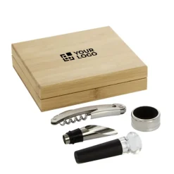Gift Campaign Kit di 4 accessori per il vino confezione regalo in bambù Reserva></noscript> Gadget Per Vino