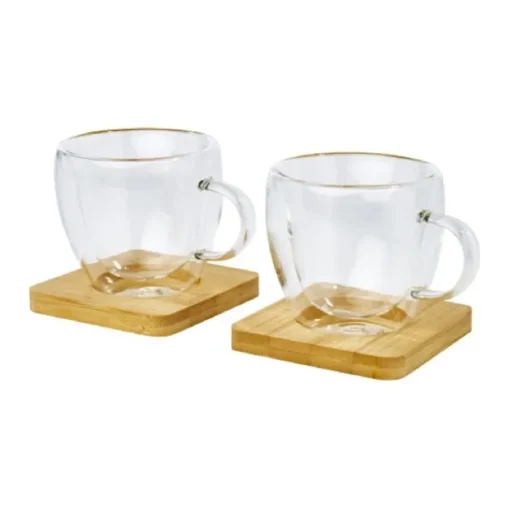 Gift Campaign Kit due tazze piccole da caffè con piattino in bambù da 100ml Espresso> Tazzine Da Caffè E Tazze Tè