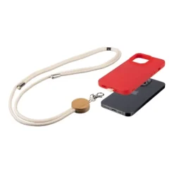 Gift Campaign Laccetto portacellulare in cotone con dettaglio rotondo in bambù> Lanyard E Porta Badge Personalizzati
