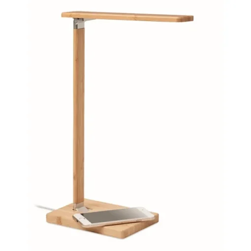 Gift Campaign Lampada da scrivania bambù con base di ricarica wireless Wireless> Gadget Per L'Ufficio