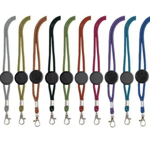 Gift Campaign Lanyard con logo tubolare in poliestere regolabile con design bicolore> Lanyard E Porta Badge Personalizzati