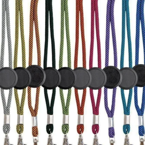 Gift Campaign Lanyard con logo tubolare in poliestere regolabile con design bicolore> Lanyard E Porta Badge Personalizzati