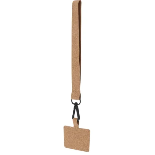 Gift Campaign Lanyard da polso per smartphone in sughero con moschettone nero> Braccialetti Pubblicitari