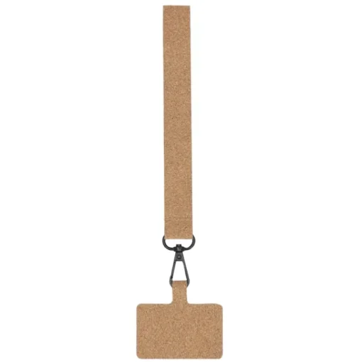 Gift Campaign Lanyard da polso per smartphone in sughero con moschettone nero> Braccialetti Pubblicitari