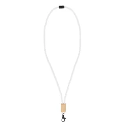 Gift Campaign Lanyard in RPET con dettaglio in bambù da personalizzare> Lanyard E Porta Badge Personalizzati