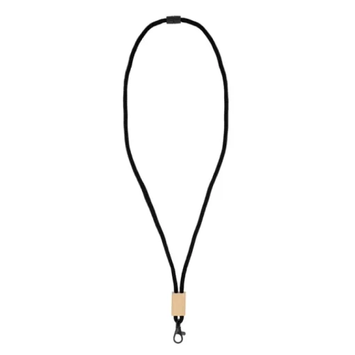 Gift Campaign Lanyard in RPET con dettaglio in bambù da personalizzare> Lanyard E Porta Badge Personalizzati