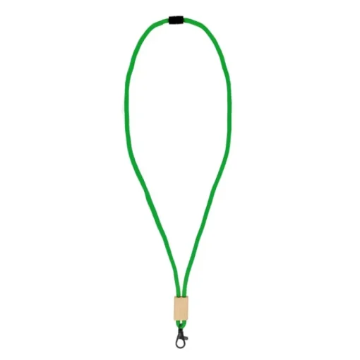 Gift Campaign Lanyard in RPET con dettaglio in bambù da personalizzare> Lanyard E Porta Badge Personalizzati