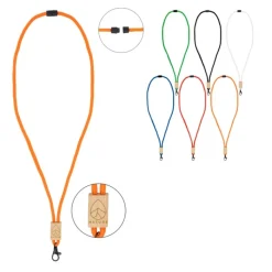 Gift Campaign Lanyard in RPET con dettaglio in bambù da personalizzare></noscript> Lanyard E Porta Badge Personalizzati