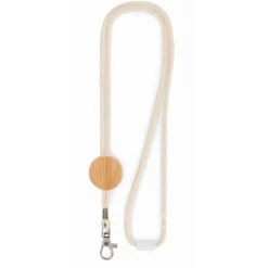 Gift Campaign Lanyard porta badge in cotone con dettaglio in bambù Cotton Hook> Lanyard E Porta Badge Personalizzati