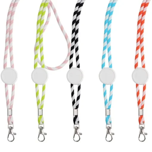 Gift Campaign Lanyard tubolare in poliestere con righe bianche e colore a scelta> Lanyard E Porta Badge Personalizzati