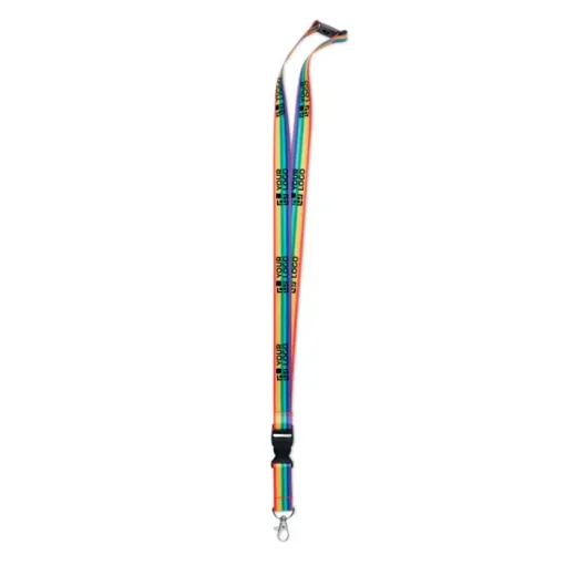 Gift Campaign Lanyards porta badge antistrozzo con fibbia a stacco Rainbow RPET> Lanyard E Porta Badge Personalizzati