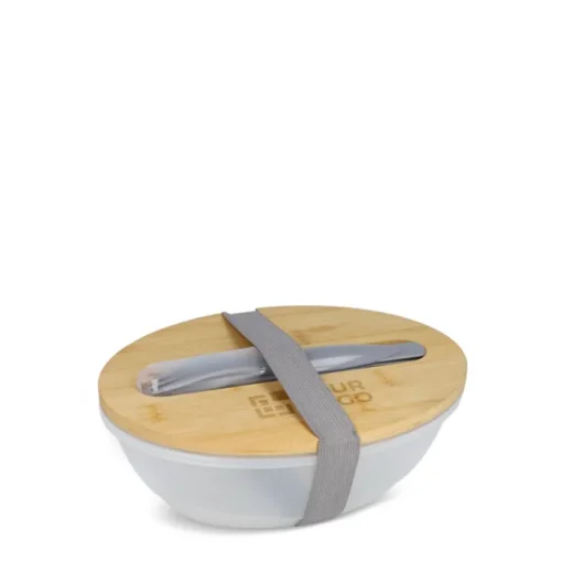 Gift Campaign Lunch box con coperchio in bambù e posate con chiusura elastica> Porta Pranzo