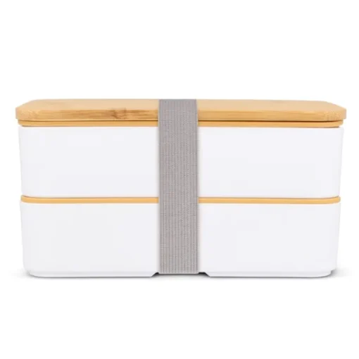 Gift Campaign Lunch box doppio in plastica riciclata e bambù con elastico da 1l> Porta Pranzo