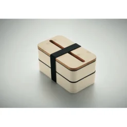 Gift Campaign Lunch box doppio scomparto con posate in PP riciclato e bambù 800ml> Porta Pranzo