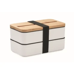 Gift Campaign Lunch box doppio scomparto con posate in PP riciclato e bambù 800ml><noscript><img width=