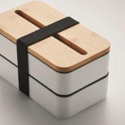 Gift Campaign Lunch box doppio scomparto con posate in PP riciclato e bambù 800ml><noscript><img width=