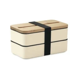 Gift Campaign Lunch box doppio scomparto con posate in PP riciclato e bambù 800ml><noscript><img width=