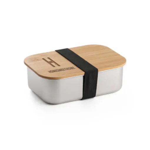 Gift Campaign Lunch box ermetico in acciaio inox e bambù con elastico 800ml Scandi> Porta Pranzo
