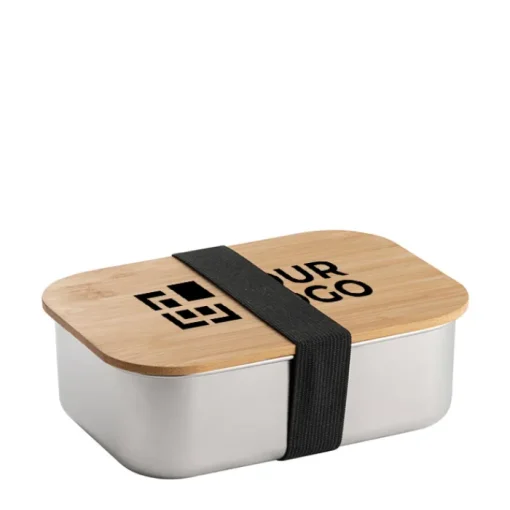 Gift Campaign Lunch box ermetico in acciaio inox e bambù con elastico 800ml Scandi> Porta Pranzo