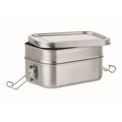 Gift Campaign Lunch box in acciaio inossidabile con 2 scomparti 1,2L Double> Porta Pranzo