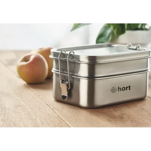 Gift Campaign Lunch box in acciaio inossidabile con 2 scomparti 1,2L Double> Porta Pranzo