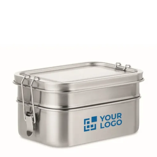 Gift Campaign Lunch box in acciaio inossidabile con 2 scomparti 1,2L Double> Porta Pranzo