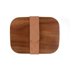 Gift Campaign Lunch box in acciaio inox riciclato con coperchio in legno e cinturino><noscript><img width=