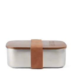 Gift Campaign Lunch box in acciaio inox riciclato con coperchio in legno e cinturino><noscript><img width=