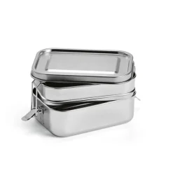 Gift Campaign Lunch box in acciaio inox riciclato satinato con fibbie laterali 1,05l> Porta Pranzo