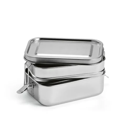 Gift Campaign Lunch box in acciaio inox riciclato satinato con fibbie laterali 1,05l> Porta Pranzo