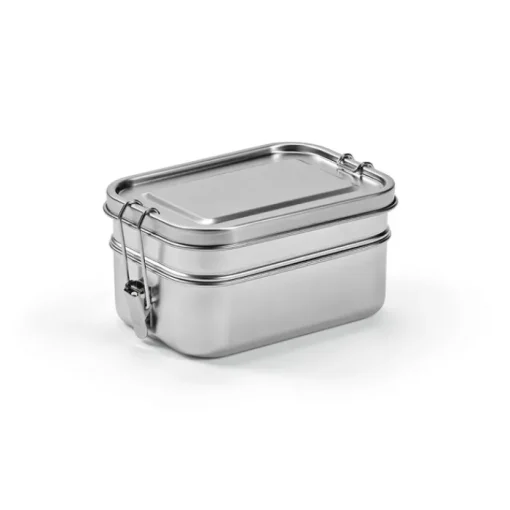 Gift Campaign Lunch box in acciaio inox riciclato satinato con fibbie laterali 1,05l> Porta Pranzo