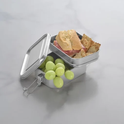Gift Campaign Lunch box in acciaio inox riciclato satinato con fibbie laterali 1,05l> Porta Pranzo