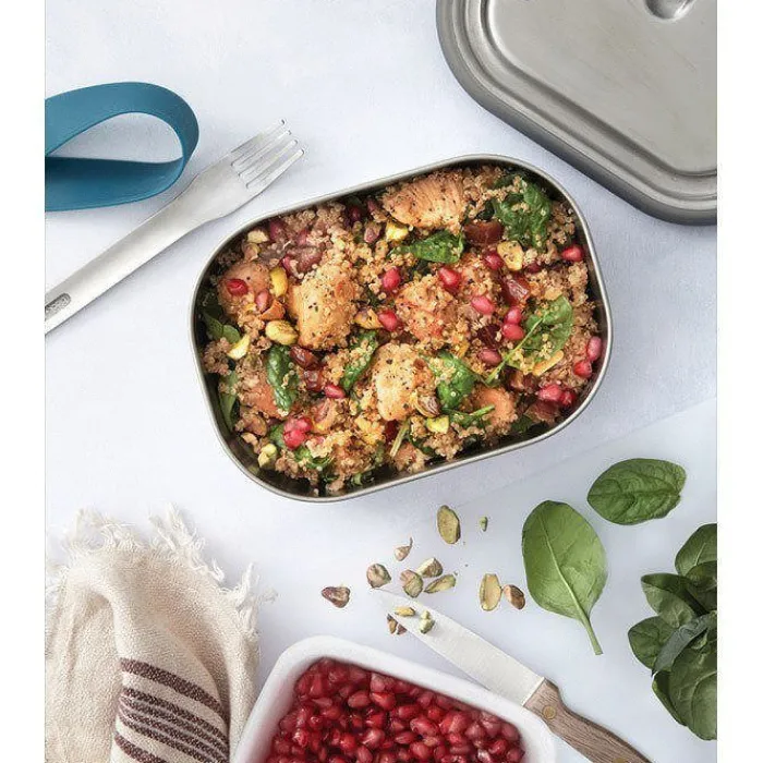 Gift Campaign Lunch box in acciaio inox con posate e fascia Black+Blum da 1 litro> Porta Pranzo