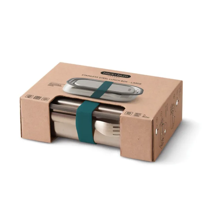 Gift Campaign Lunch box in acciaio inox con posate e fascia Black+Blum da 1 litro> Porta Pranzo