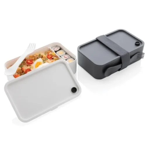 Gift Campaign Lunch box personalizzati in plastica con separatore e posate 1,2L Carry> Porta Pranzo