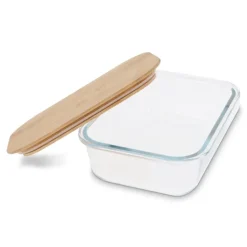 Gift Campaign Lunch box rettangolare in vetro con coperchio in bambù da 1l></noscript> Porta Pranzo