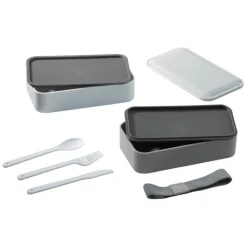 Gift Campaign Lunch box stile bento a due piani con più scomparti e posate 1.250ml></noscript> Porta Pranzo