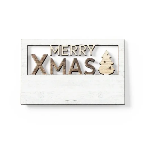 Gift Campaign Magnete in legno con messaggio natalizio Merry Xmas> Gadget Natalizi