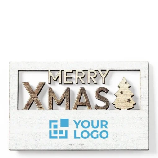 Gift Campaign Magnete in legno con messaggio natalizio Merry Xmas> Gadget Natalizi