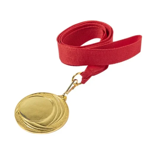 Gift Campaign Medaglia personalizzata dorata in rilievo e nastro poliestere Olympe> Medaglie E Trofei|Gadget Per Eventi Sportivi