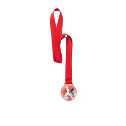 Gift Campaign Medaglie personalizzate in metallo con rifinitura dorata e nastro rosso> Medaglie E Trofei