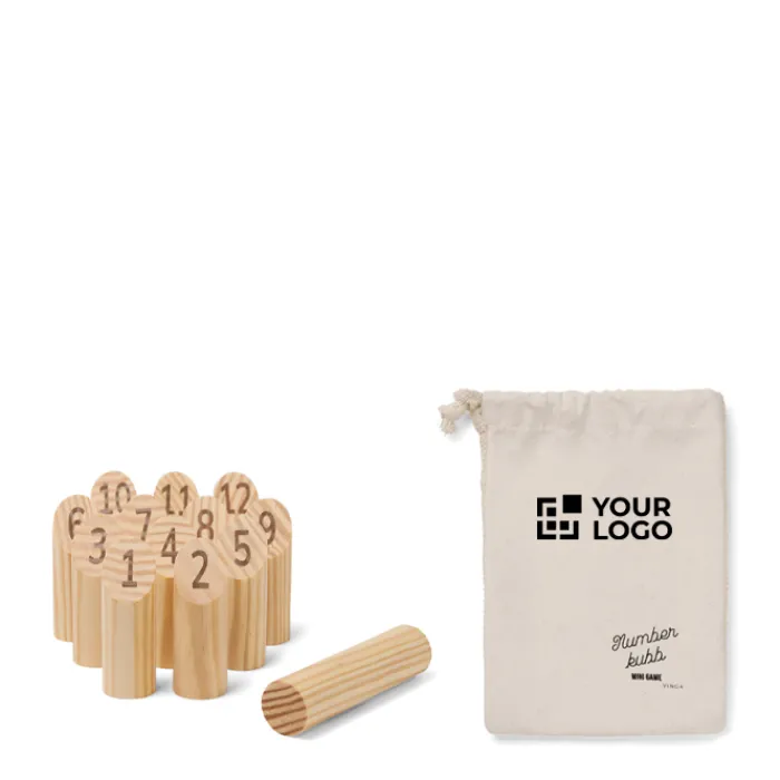 Gift Campaign Mini gioco dei numeri in legno di pino con birilli e sacchetto in tela> Giochi E Passatempo