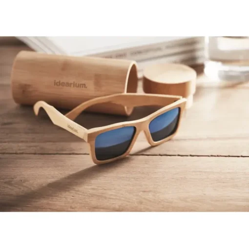 Gift Campaign Ochiali da sole con logo lenti a specchio e custodia in Bamboo Wanaka> Occhiali Da Sole Personalizzati
