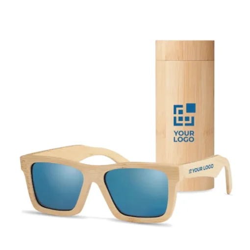Gift Campaign Ochiali da sole con logo lenti a specchio e custodia in Bamboo Wanaka> Occhiali Da Sole Personalizzati