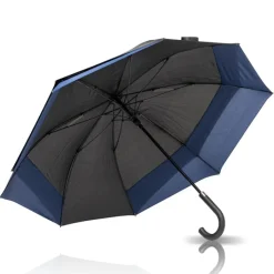 Gift Campaign Ombrello da 29'' in pongee 190T nero con interno colorato Ø132> Ombrelli Da Golf
