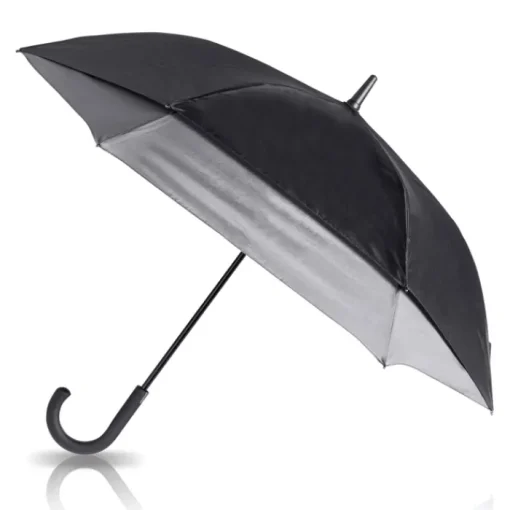 Gift Campaign Ombrello da 29'' in pongee 190T nero con interno colorato Ø132> Ombrelli Da Golf