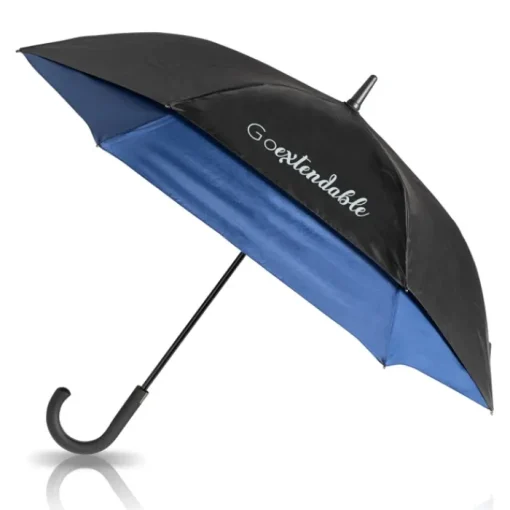 Gift Campaign Ombrello da 29'' in pongee 190T nero con interno colorato Ø132> Ombrelli Da Golf